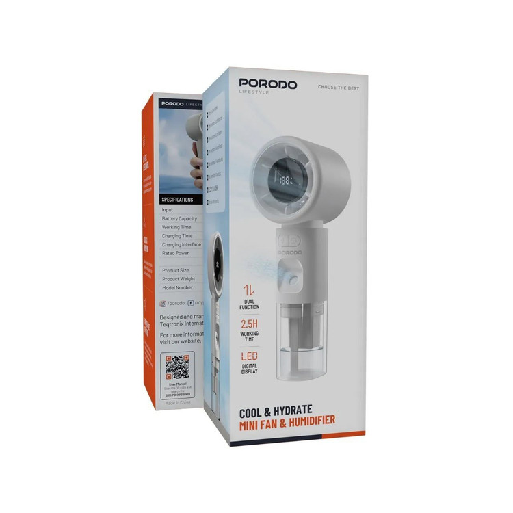 مینی فن و بخورسرد جیبی پرودو (Porodo Lifestyle Cool & Hydrate Mini Fan & Humidifier) مدل PDHXF338 (اورجینال وارداتی)