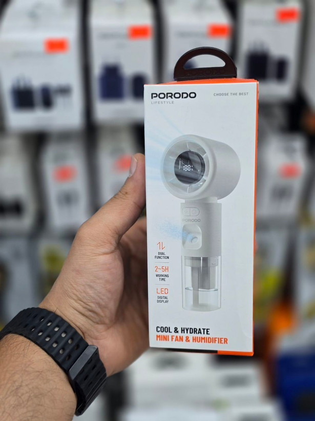 مینی فن و بخورسرد جیبی پرودو (Porodo Lifestyle Cool & Hydrate Mini Fan & Humidifier) مدل PDHXF338 (اورجینال وارداتی)