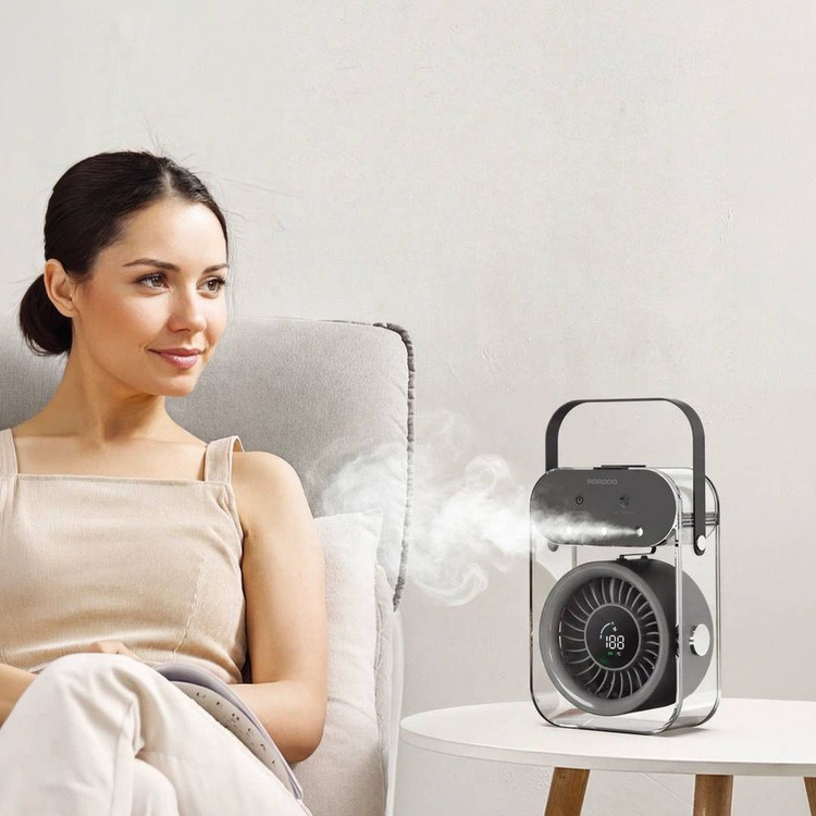 پنکه شارژی و رطوبت ساز مست فن - Mist Fan) قابل حمل از برن Porodo Lifestyle مدل PDLFSTZH26 (اورجینال وارداتی)